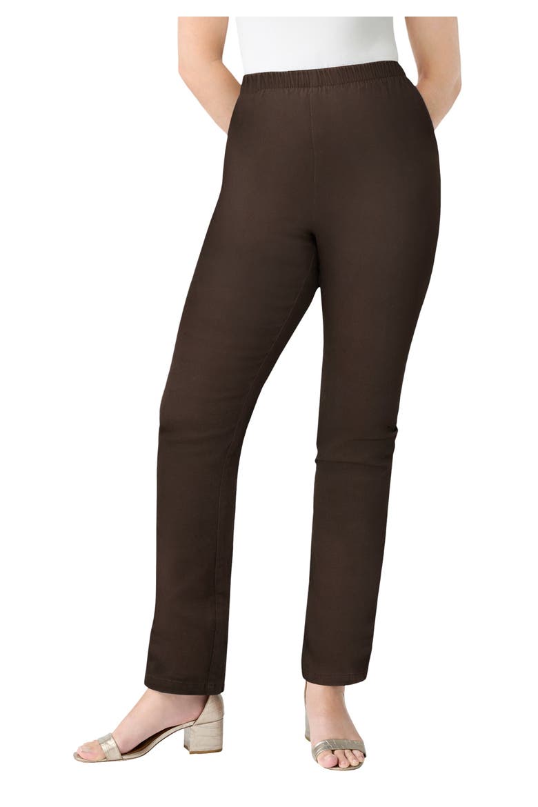 Plus Size Comfort Stretch Straight Leg Jean, Main, color, CHOCOLATE