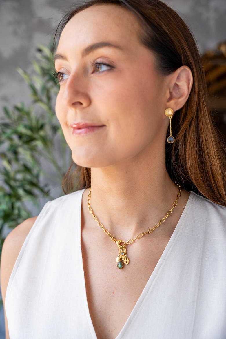 Labradorite Talisman Drop Necklace, Alternate, color, Gold