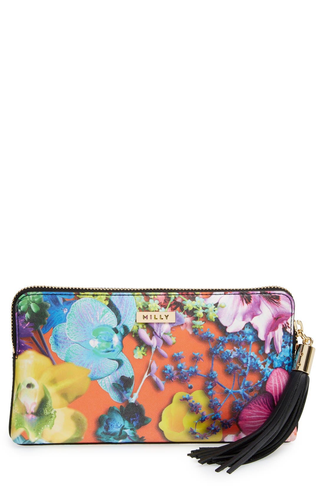'Tropical Orchid' Clutch, Main, color, ORANGE MULTI