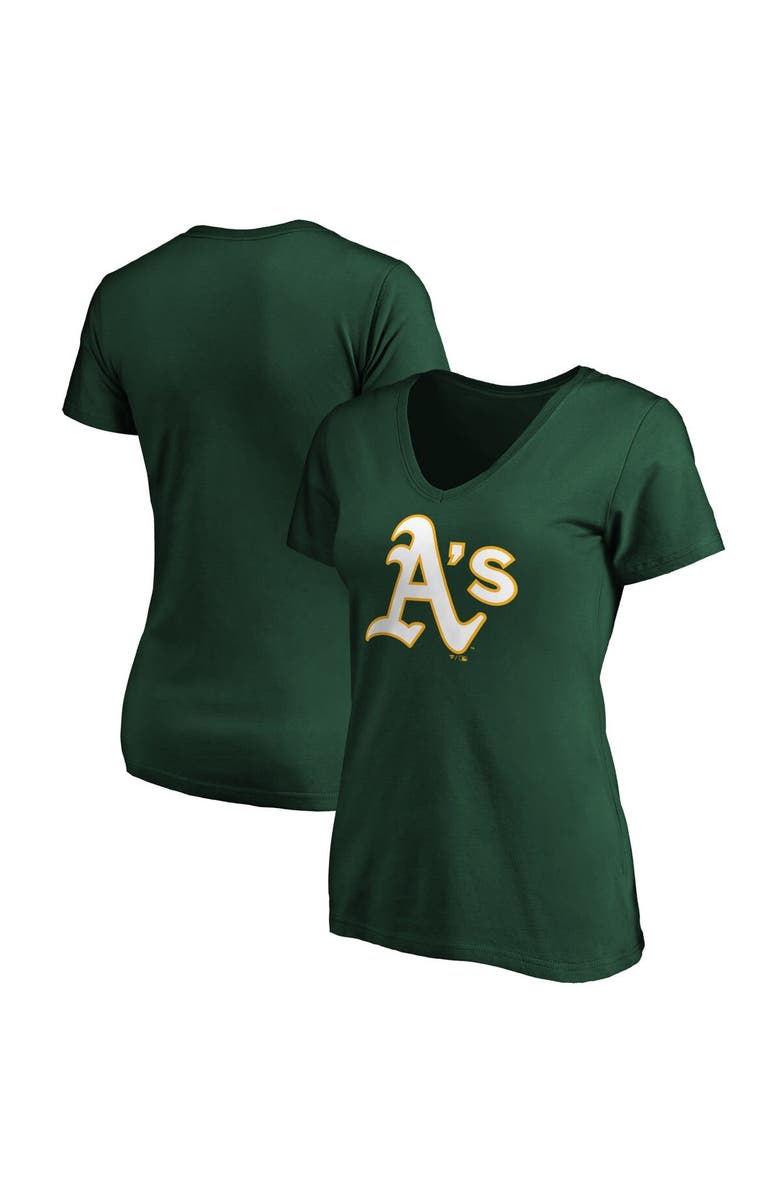 FANATICS Women's Fanatics Branded Green Oakland Athletics Core Official Logo V-Neck T-Shirt, Main, color, 