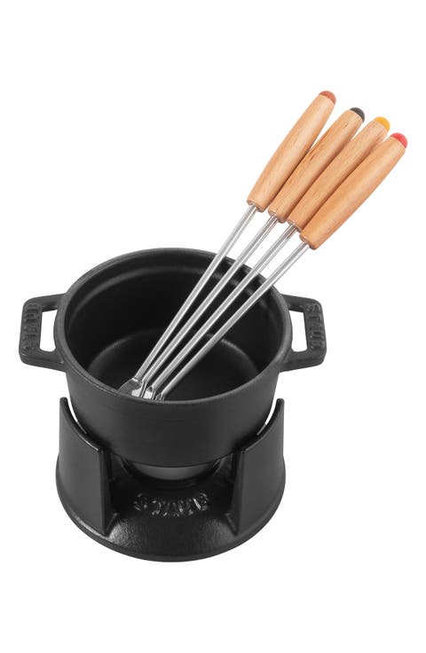 Cast Iron 0.25-Quart Mini Fondue Set