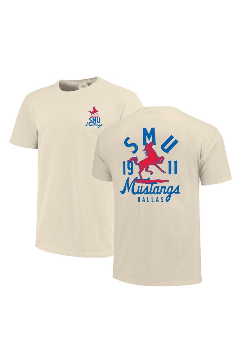 Men's Cream SMU Mustangs Comfort Colors Mascot Overlay T-Shirt, Main, color, Cream