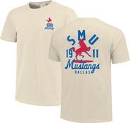 IMAGE ONE Men's Cream SMU Mustangs Comfort Colors Mascot Overlay T-Shirt