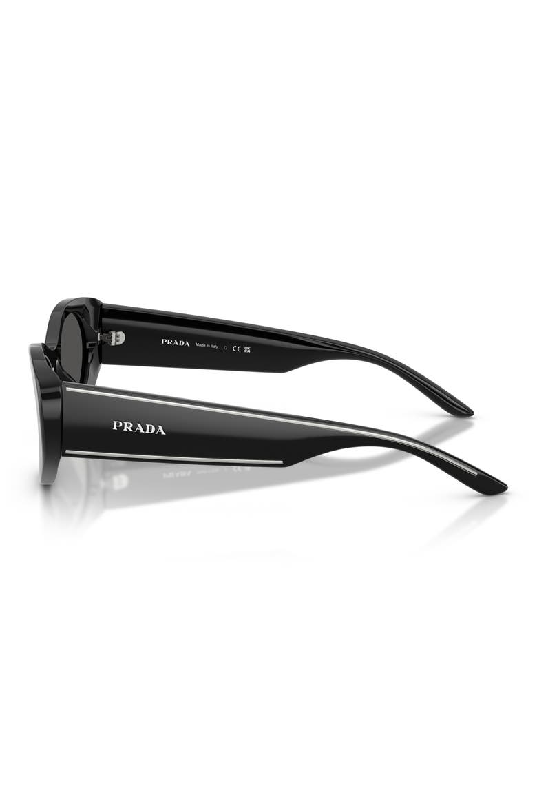 PR D23SU 53mm Oval Sunglasses, Alternate, color, BLACK / DARK GREY