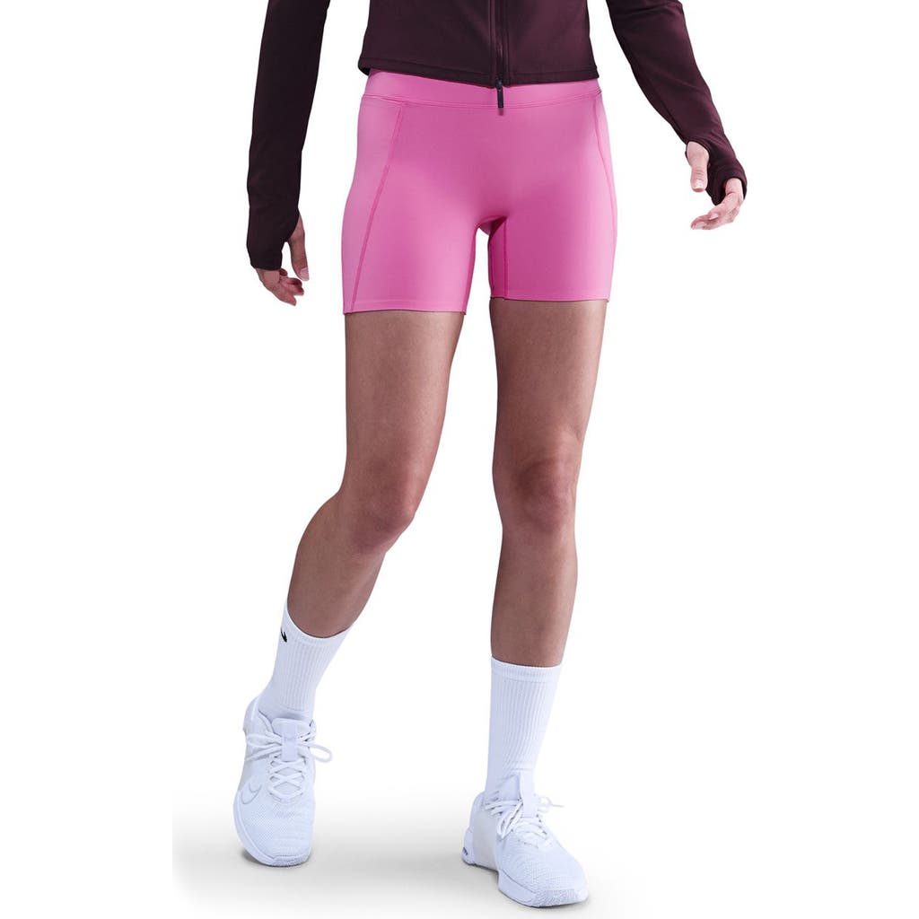 Nike Universa Medium-support High-waisted 5-inch Pocket Biker Shorts In Pink