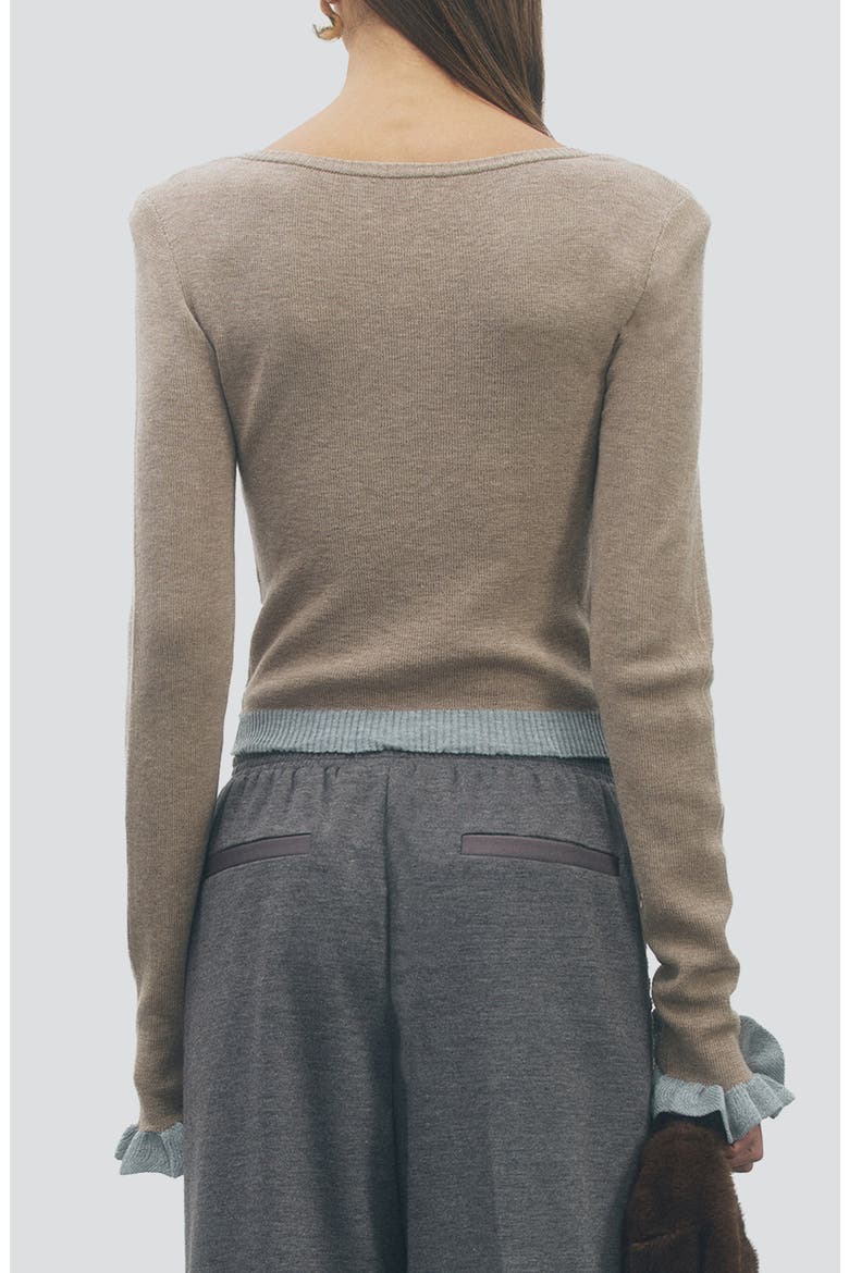 Gina Cardigan, Alternate, color, BEIGE HEATHER GREY