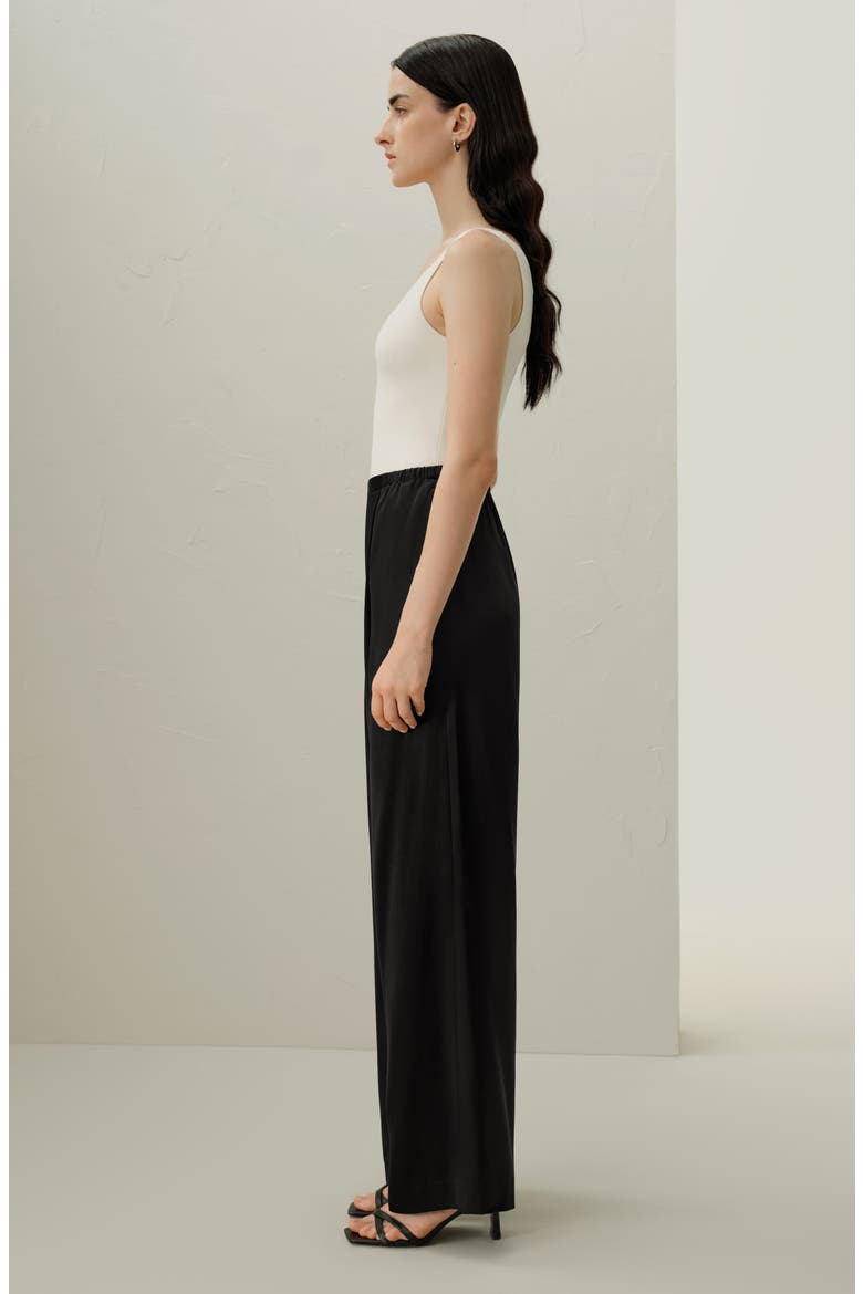 Women's Double Faced Silk Charmeuse Pants, Alternate, color, Black