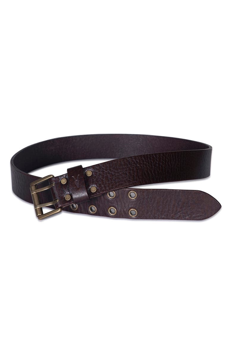 AllSaints Eyelet Distressed Leather Belt, Alternate, color, Bitter Brown