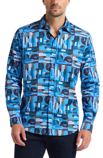 Robert Graham Nolan Long Sleeve Button Up Shirt In Blue