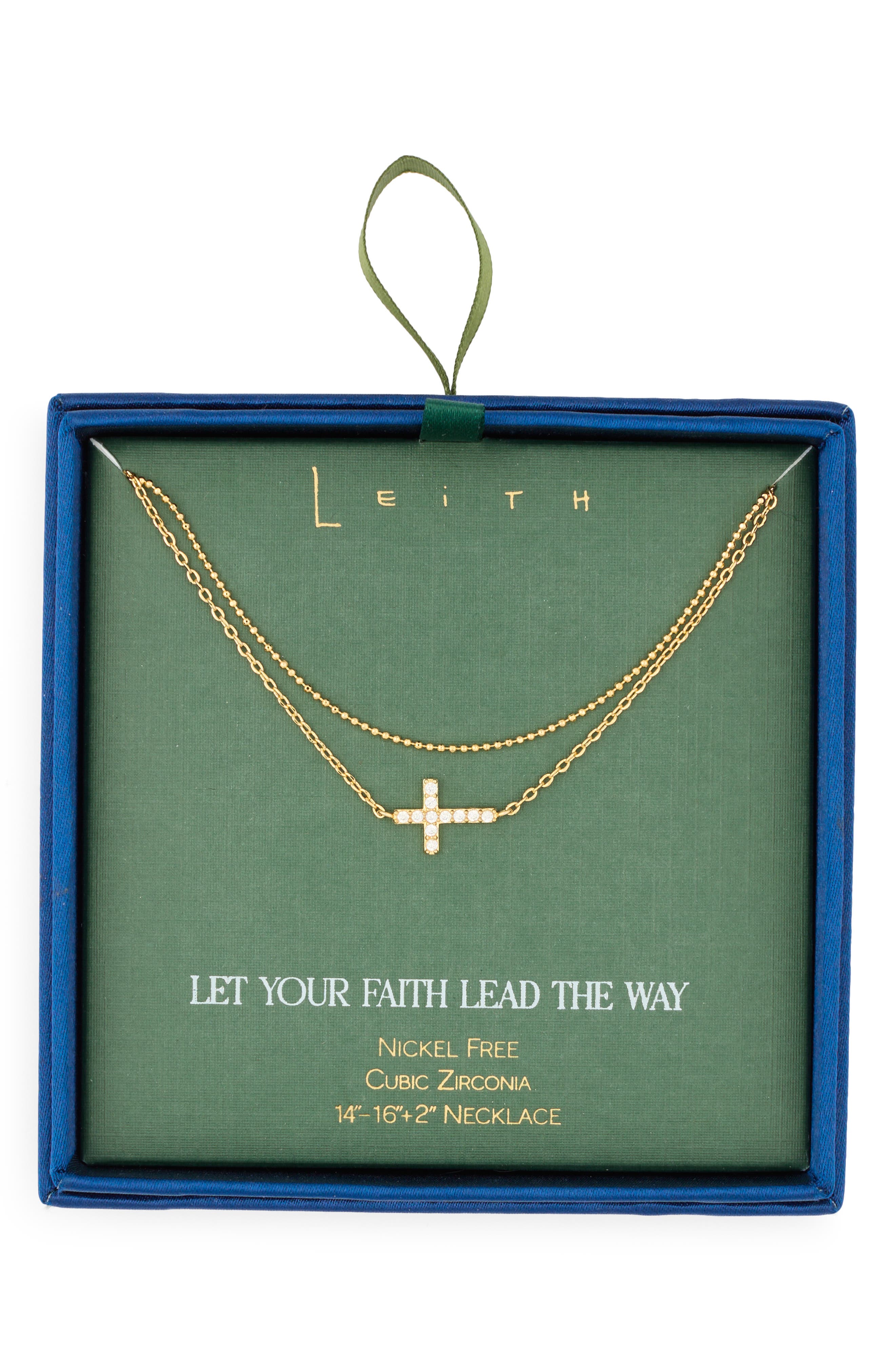 Layered Cubic Zirconia Cross Necklace