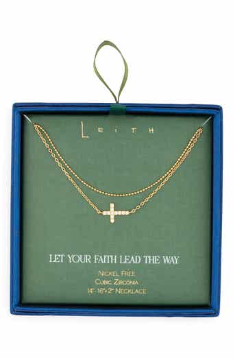 Layered Cubic Zirconia Cross Necklace