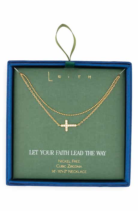 Layered Cubic Zirconia Cross Necklace