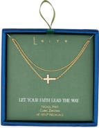 Leith Layered Cubic Zirconia Cross Necklace