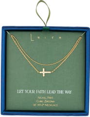 Leith Layered Cubic Zirconia Cross Necklace