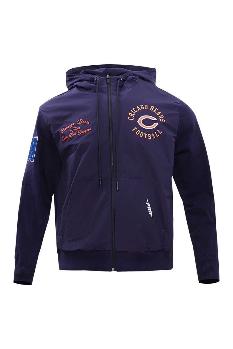 Men's Pro Standard Navy Chicago Bears Hybrid Woven Full-Zip Hoodie, Alternate, color, Navy