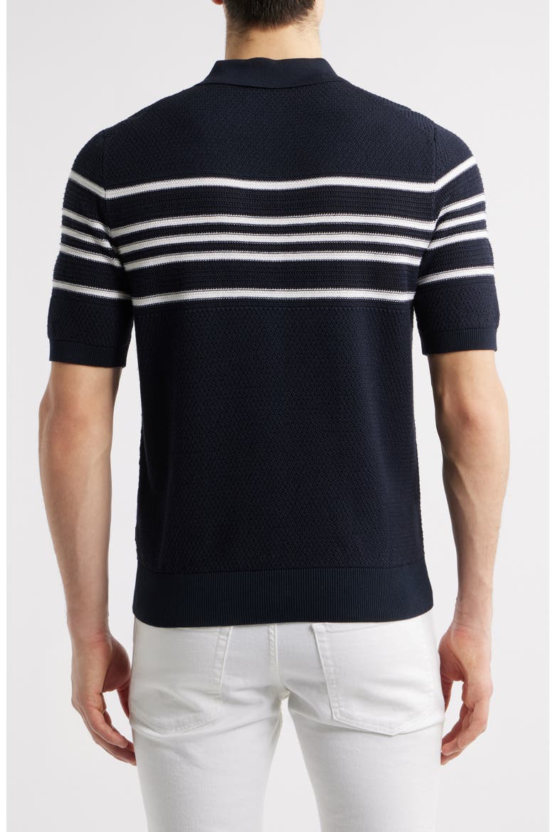Jiuseppe Silk & Cotton Polo, Alternate, color, DARK BLUE