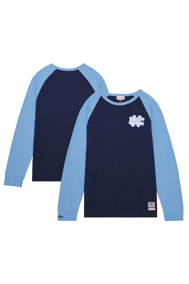 Men's Mitchell & Ness Navy North Carolina Tar Heels Legendary Slub Raglan Long Sleeve T-Shirt, Alternate, color, Navy