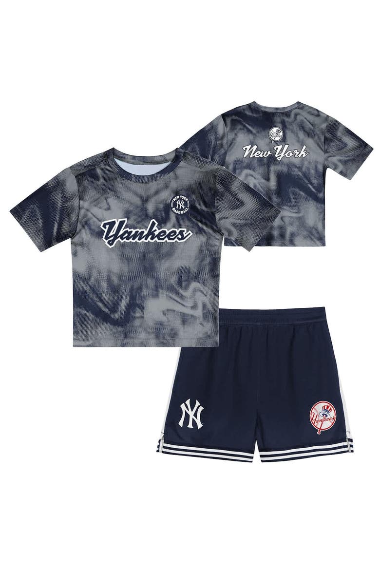 Toddler Gray/Navy New York Yankees Pinch Hitter Infielder T-Shirt and Shorts Set, Main, color, Gray