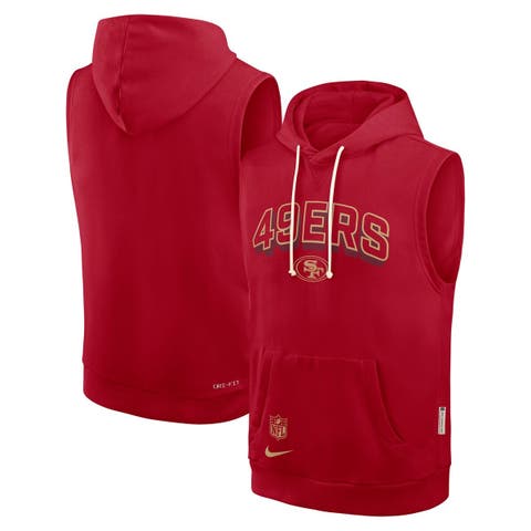 Men's Nike Scarlet San Francisco 49ers Sideline Performance Sleeveless Pullover Hoodie