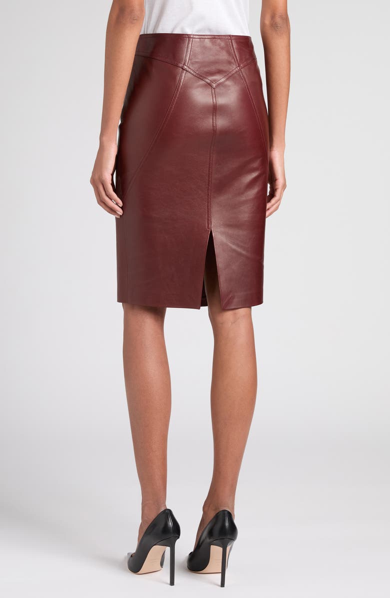 TOM FORD Diagonal Zip Plongé Leather Skirt, Alternate, color, Er532 Burgundy