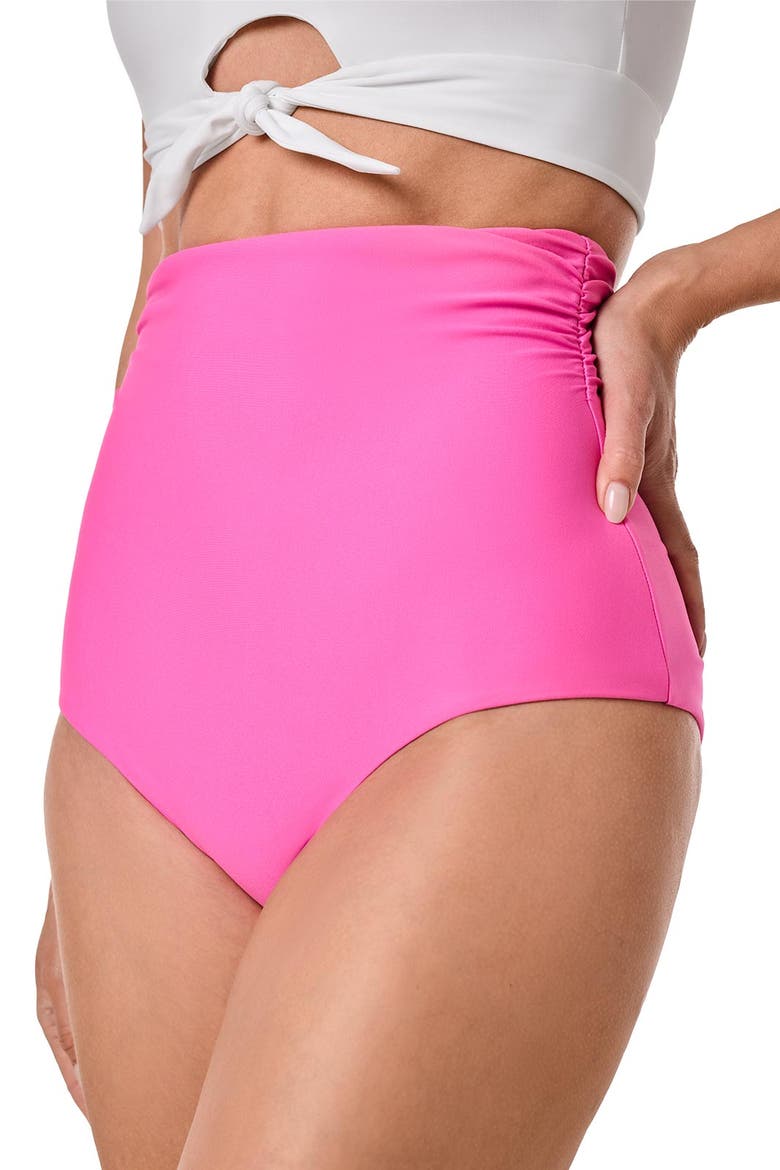 Women's Golden Isles Ultra High Rise Swim Bottoms, UPF 50+ Sun Protection, Alternate, color, Tulip Pink