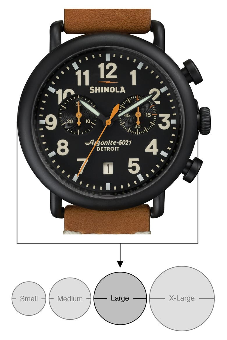 'The Runwell Chrono' Leather Strap Watch, 41mm, Alternate, color, NATURAL/ BLACK
