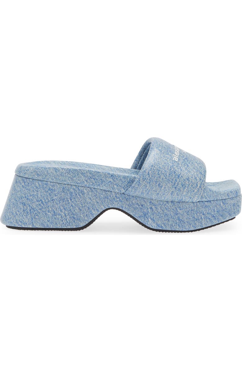 Alexander Wang Float Denim Print Leather Platform Slide Sandal, Alternate, color,