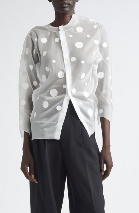 Polka Dot Jacquard Sheer Cardigan