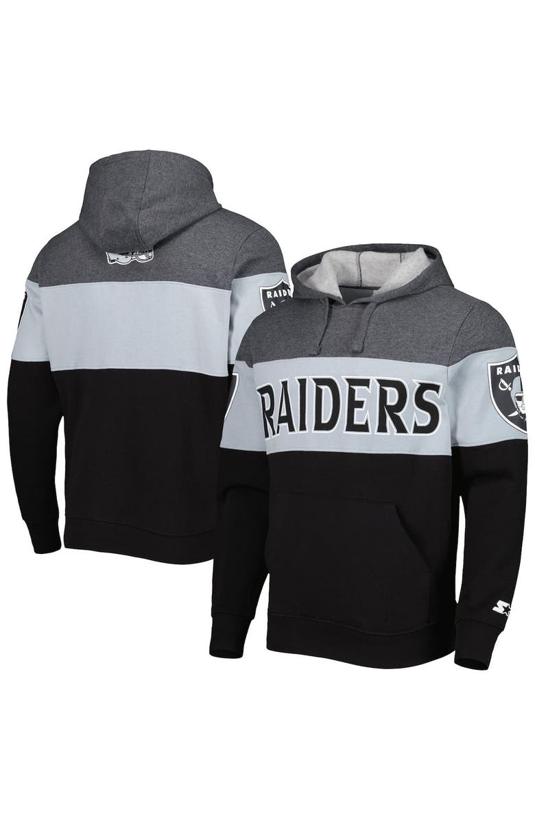 STARTER Men's Starter Heather Charcoal/Black Las Vegas Raiders Extreme Pullover Hoodie, Alternate, color, Heather Gray
