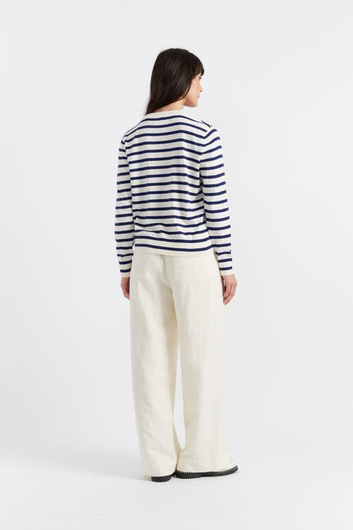 Chinti & Parker Snoopy Nautical Breton Sweater In Cream/admiral Blue
