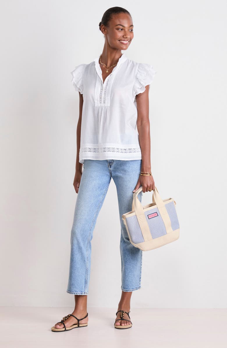 vineyard vines Print Ruffle Sleeve Top, Alternate, color, 