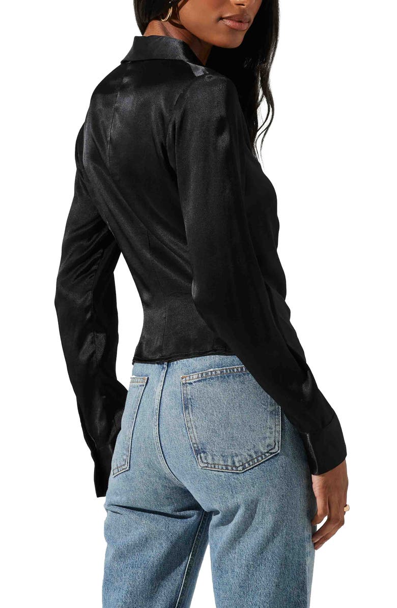 ASTR the Label Shannon Ruched Satin Blouse, Alternate, color,