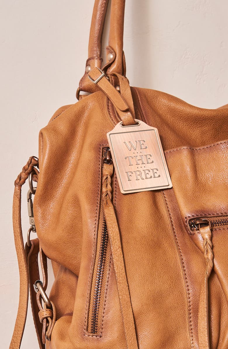 Free People We The Free Emerson Lambskin Leather Tote, Alternate, color, Saddle