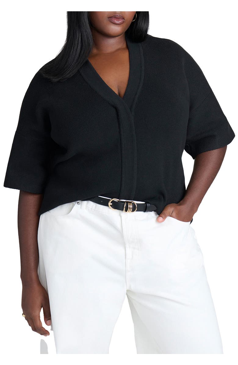 ELOQUII Wide Sleeve Sweater, Main, color, Black Onyx