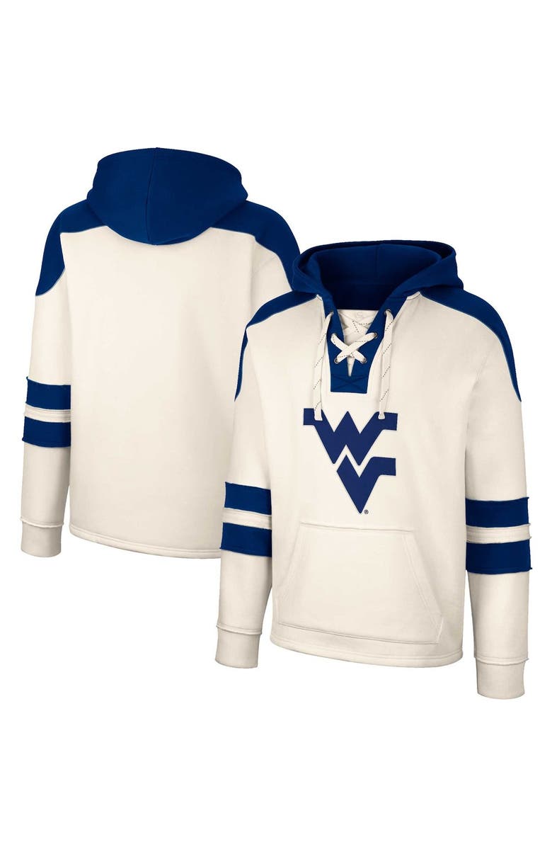 COLOSSEUM Men's Colosseum Cream West Virginia Mountaineers Lace-Up 4.0 Vintage Pullover Hoodie, Main, color,