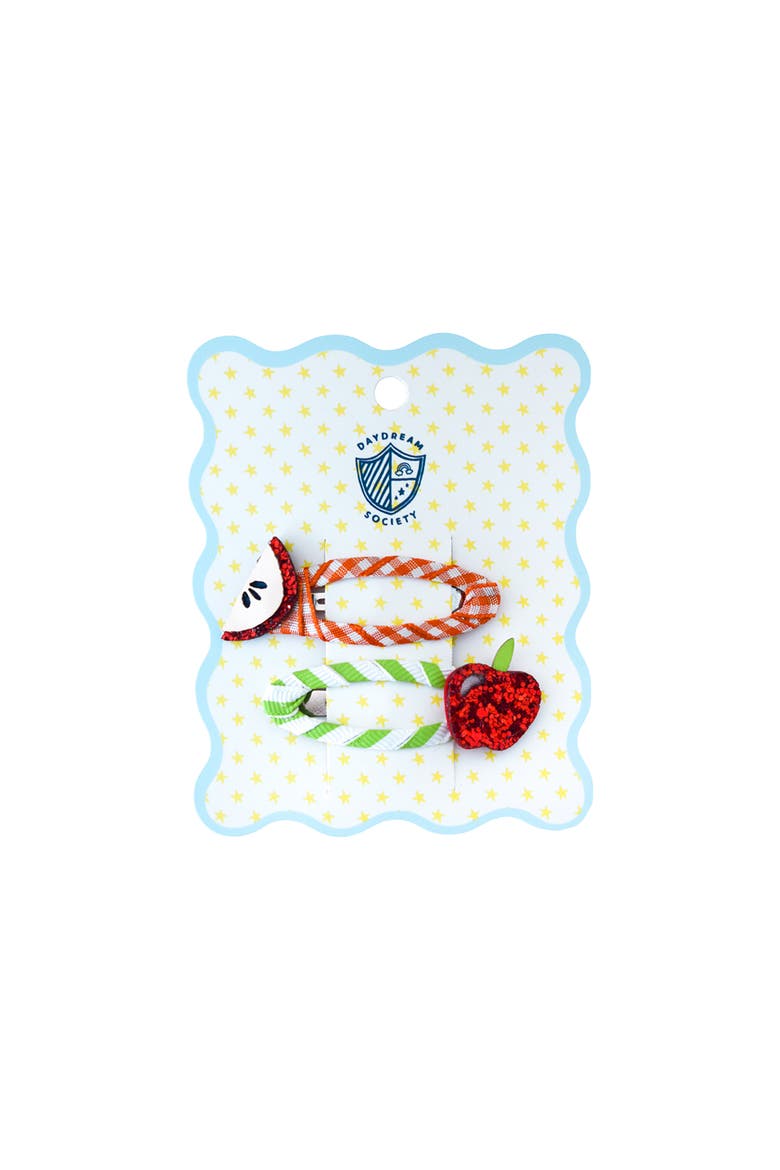 Back to School Apple Hair Clip Set, Main, color, Assorted Pre-Pack