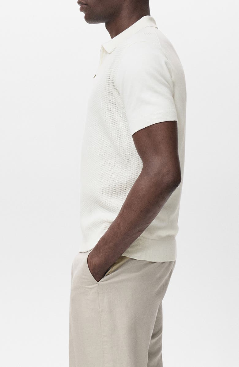 MANGO Openwork Knit Quarter Zip Polo, Alternate, color, 