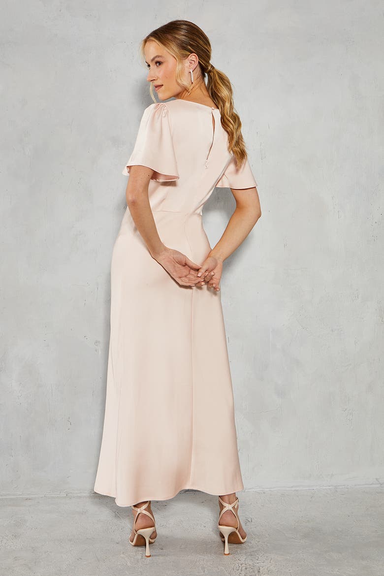 Satin Midi Bridesmaid Dress, Alternate, color, Blush