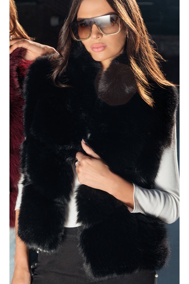 Rosario Faux Fur Vest, Alternate, color, Black
