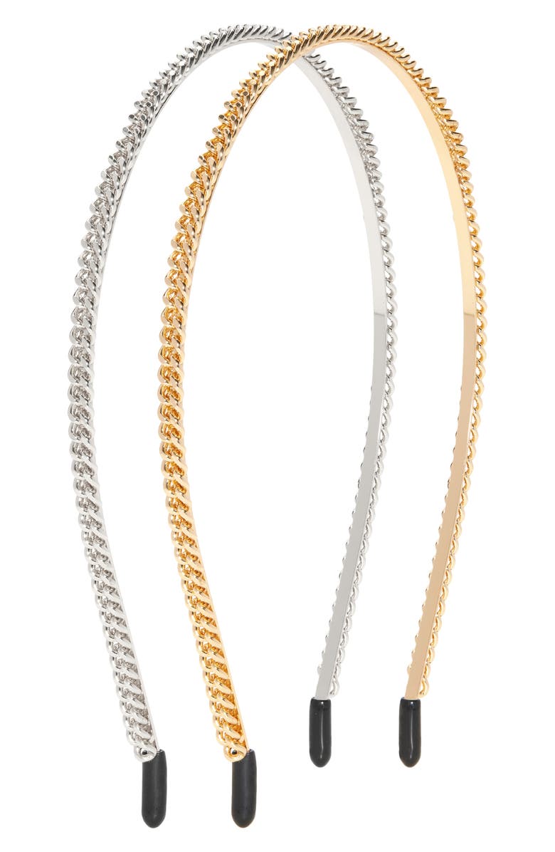 Tasha Assorted 2-Pack Chain Headbands, Main, color, Gold Silver