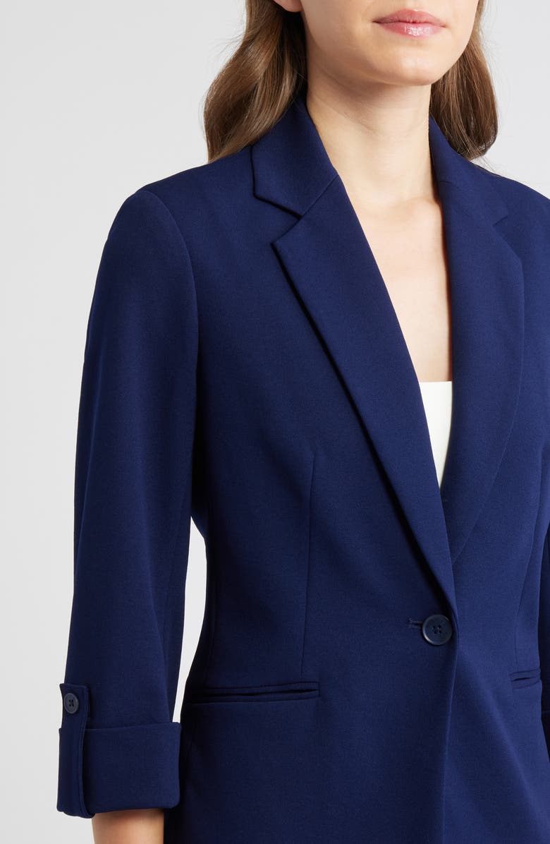 AK ANNE KLEIN One-Button Blazer, Alternate, color, Distant Mountain