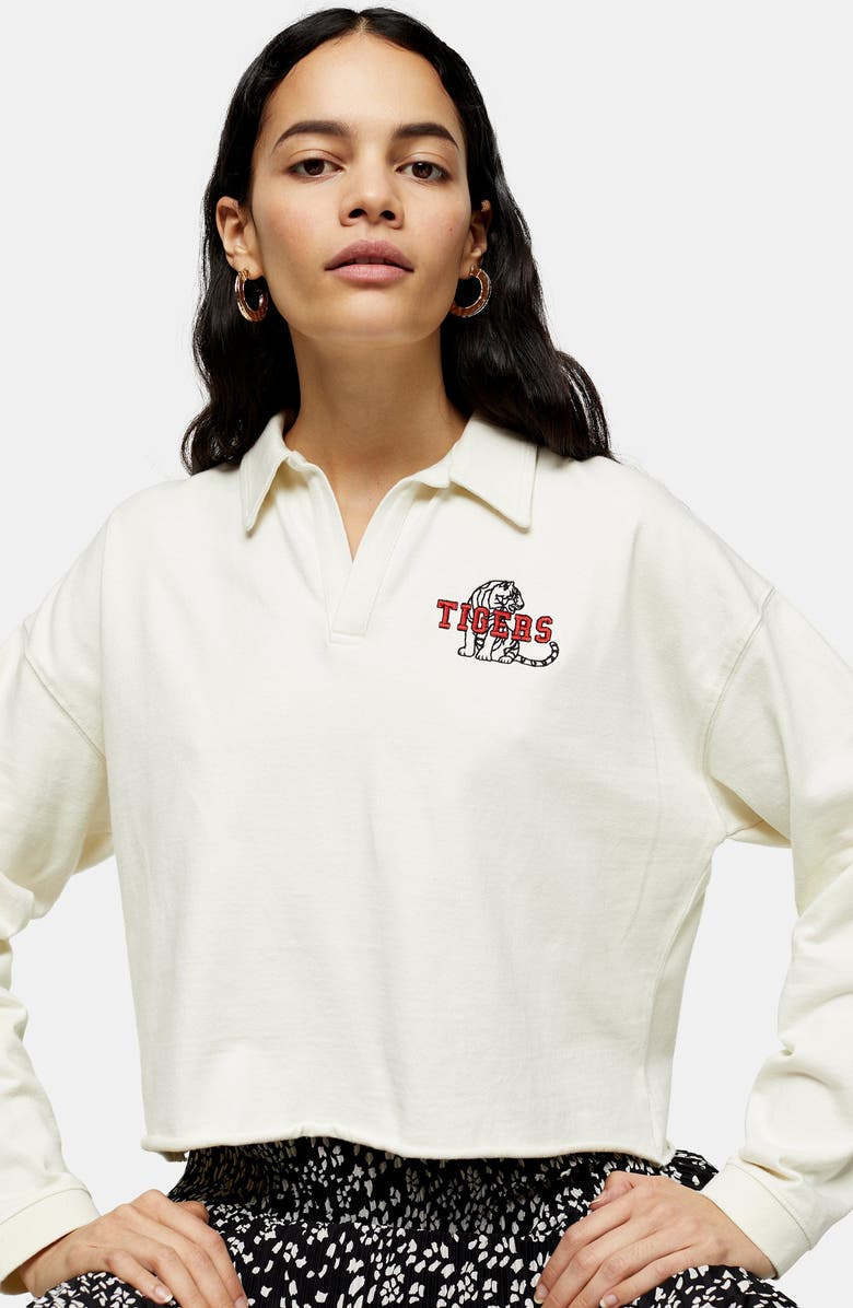 Topshop Tigers Rugby Polo Shirt, Alternate, color, 