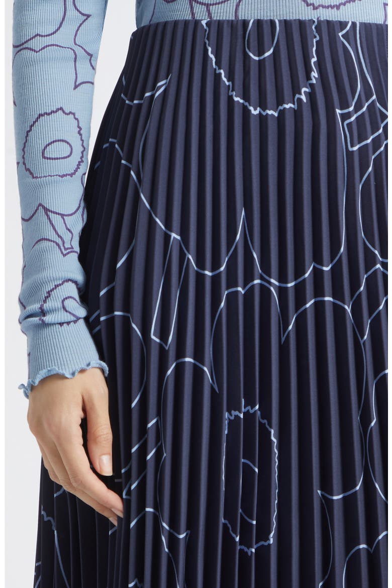 Pii Piirto Unikko Pleated Midi Skirt, Alternate, color, DARK BLUE LIGHT BLUE