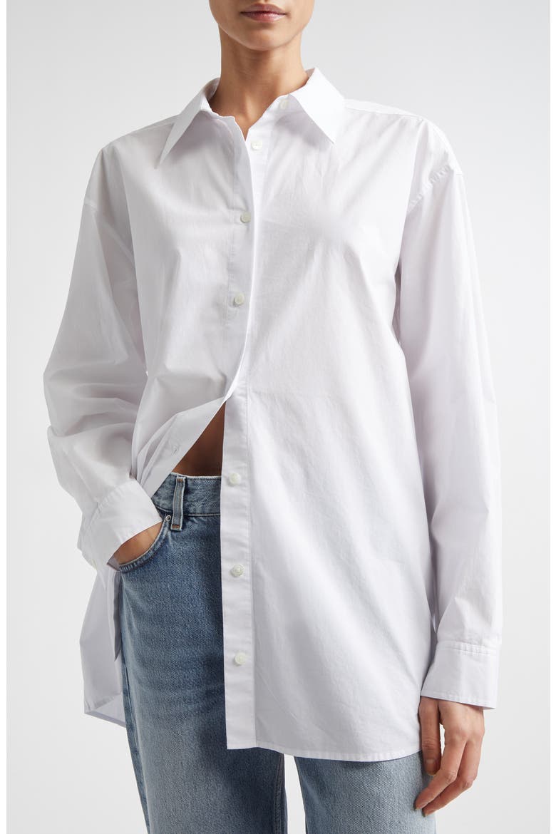 Classic Tumbled Cotton Button-Up Shirt, Alternate, color, WHITE