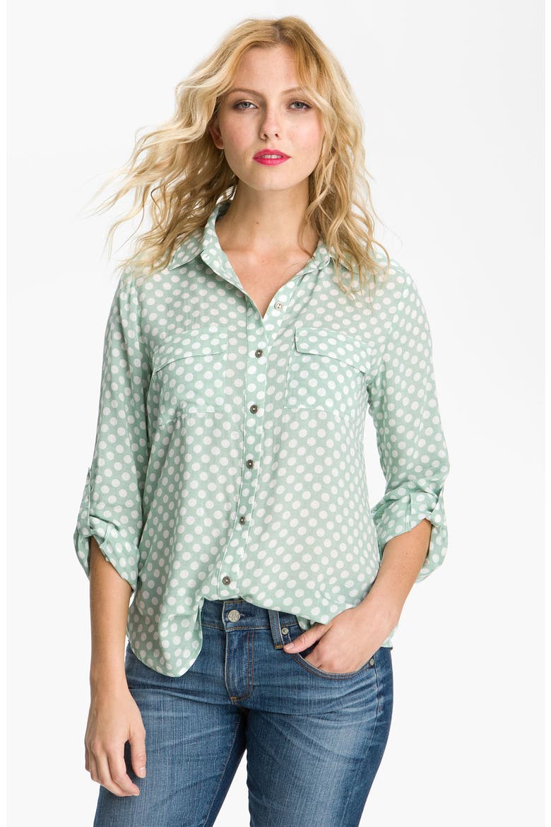 Gibson Polka Dot Pocket Shirt, Main, color, MINT