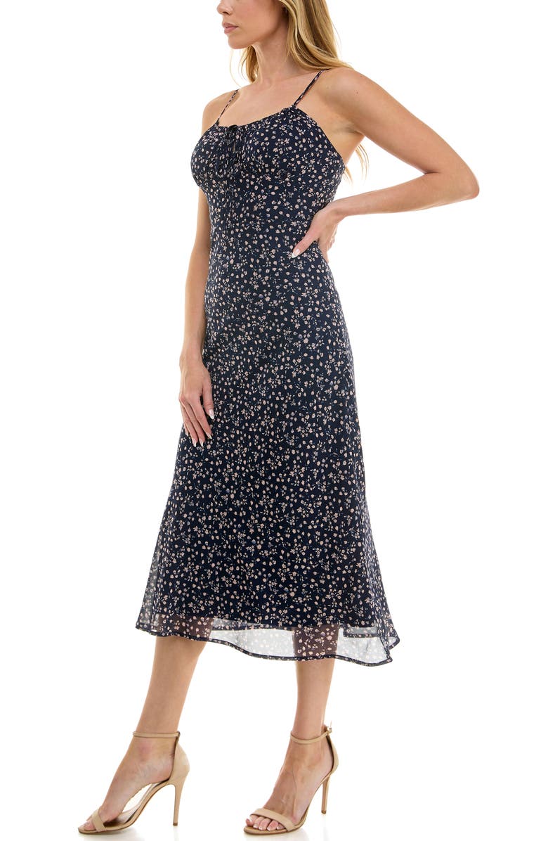 Socialite Bias Cut Midi Sundress, Alternate, color, Navy Pink Ditsy