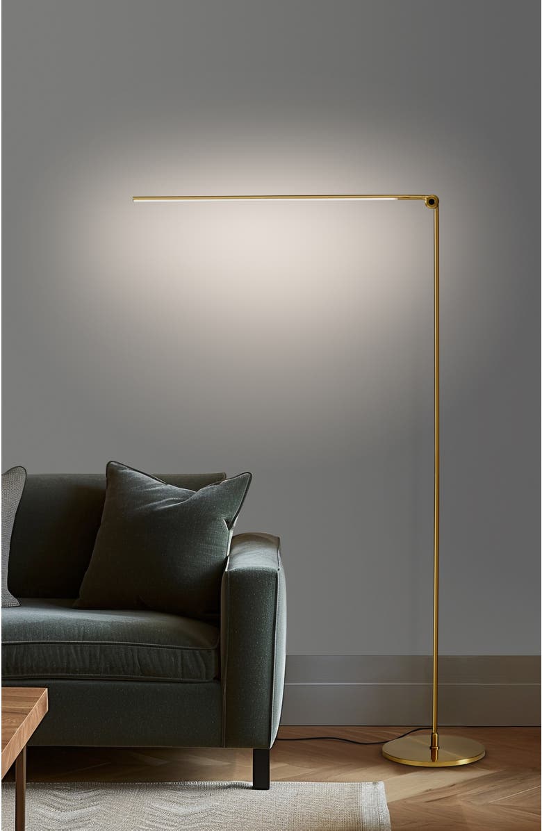 Brightech Libra 54.5" 3-Way Dimming LED Floor Lamp with Adjustable Rotating Base, Alternate, color, Antique Brass