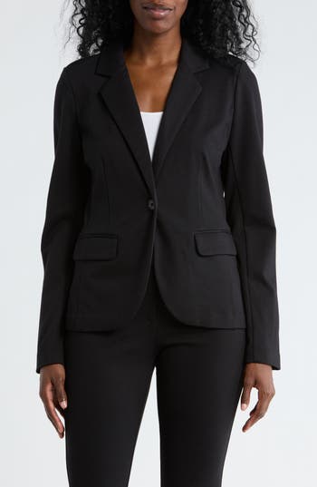 NORDSTROM RACK Essential Ponte Blazer in Black at Nordstrom Rack, Size X-Small