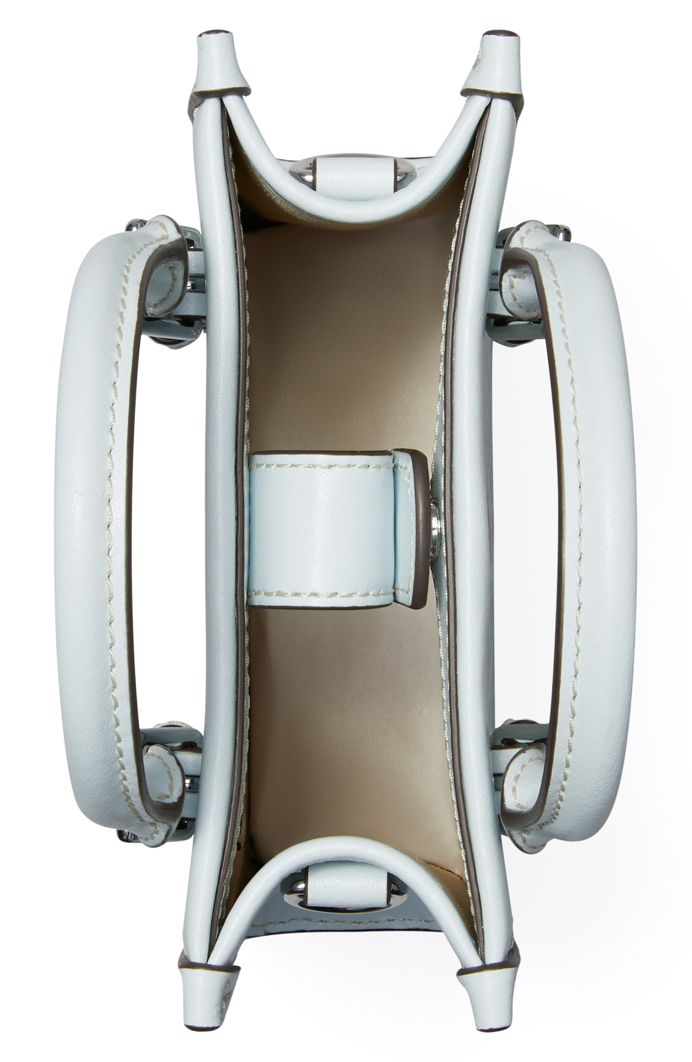 Tory Burch Mini T Monogram Debossed North/South Tote, Alternate, color, Ice Blue