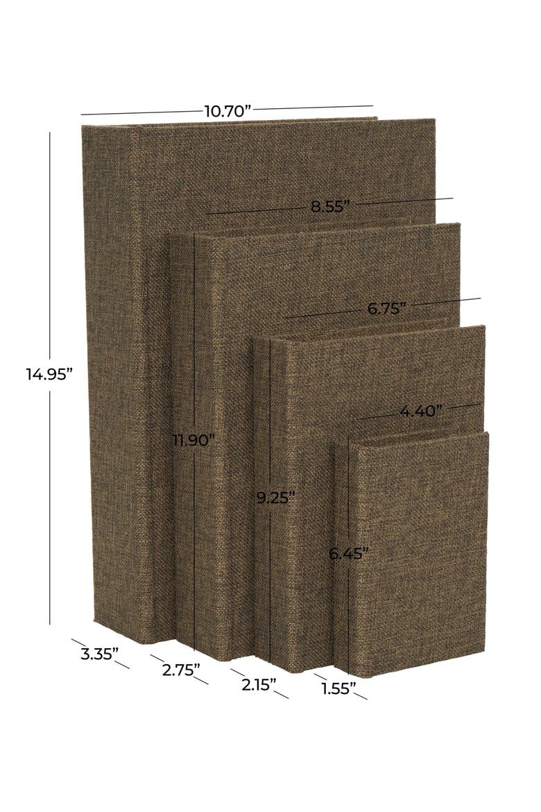 Set of 4 Faux Book Boxes, Alternate, color, DARK BROWN